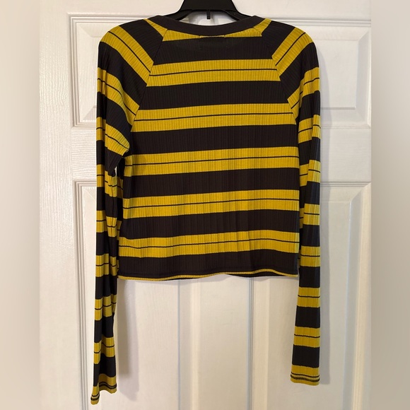 Urban Outfitters Mustard and Black Striped Long Sleeve Top - Picture 3 of 3